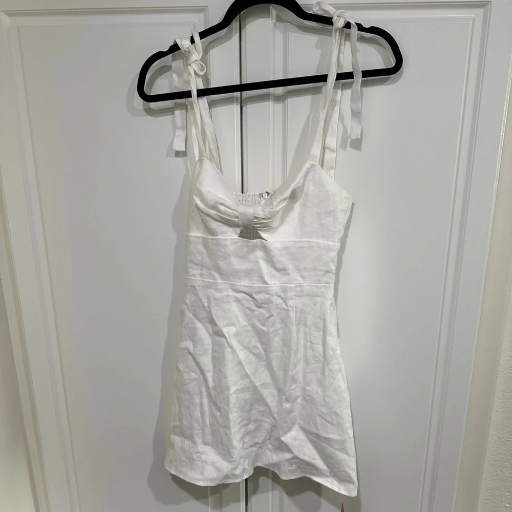 Reformation Pearson Linen Dress White Size 4 NWT - Picture 6 of 11